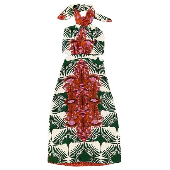 NWT Relicario Horus Tie Back Halter Midi Dress Small Resortwear Vacation Beach - Picture 3 of 13